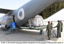 Photo of A PAF AIRCRAFT CARRYING MEDICAL EQUIPMENT FOR THE PEOPLE OF BALUCHISTAN LANDS AT QUETTA