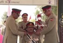 Photo of General Nadeem Raza installed as second colonel in chief of Sindh regiment