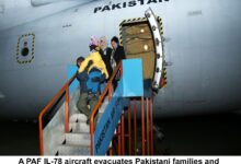 Photo of PAF aircraft successfully landed back with Pakistani students & families stuck in the area